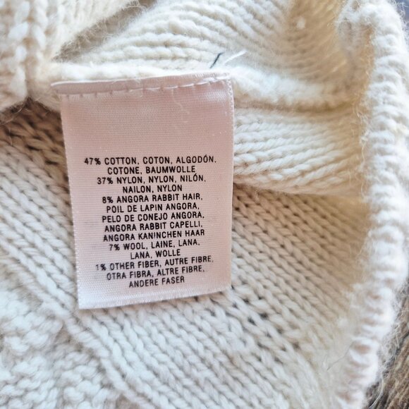 HWR by Anthropologie Looped Epaulet Cable Knit Short Sleeve Sweater Cream - Picture 8 of 12